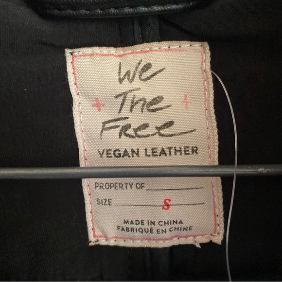 NWT We The FREE PEOPLE Black Vegan Leather Jacket Msrp $198 SZ SMALL - Picture 4 of 7